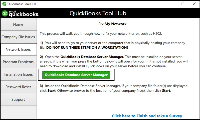 quickbooks data base server manager